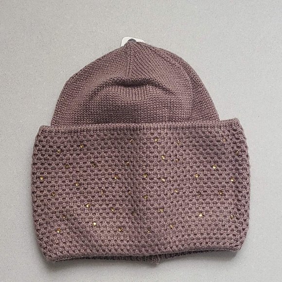NWT Brown Knit Toque with Rhinestone Details - Picture 3 of 10